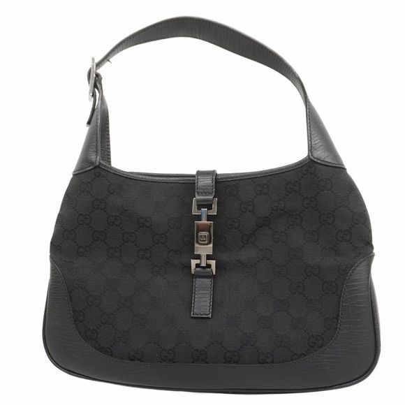 Gucci Handbag GG Canvas/Jackie 00963 Black Canvas with Silver Hardware Pre-owned - Picture 1 of 16